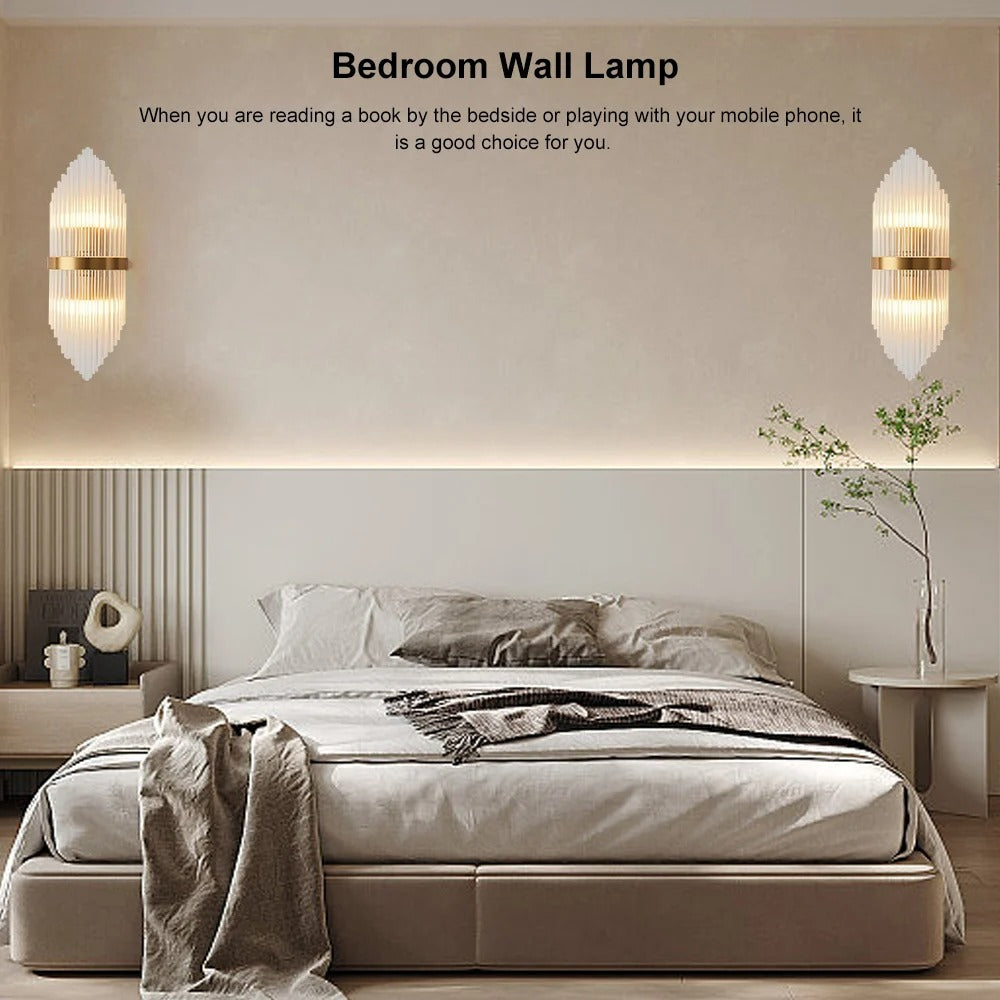 Striaged Gold Glass Wall Light