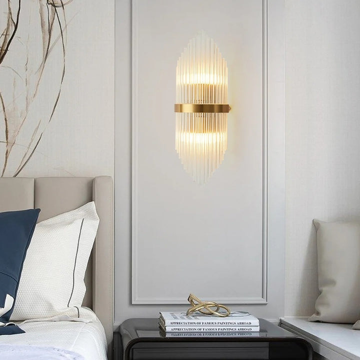 Striaged Gold Glass Wall Light