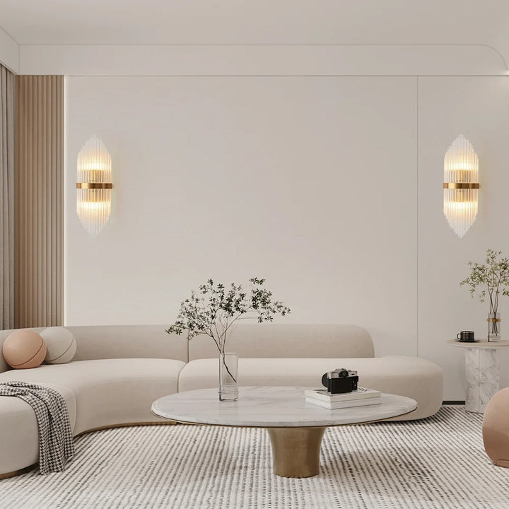 Striaged Gold Glass Wall Light