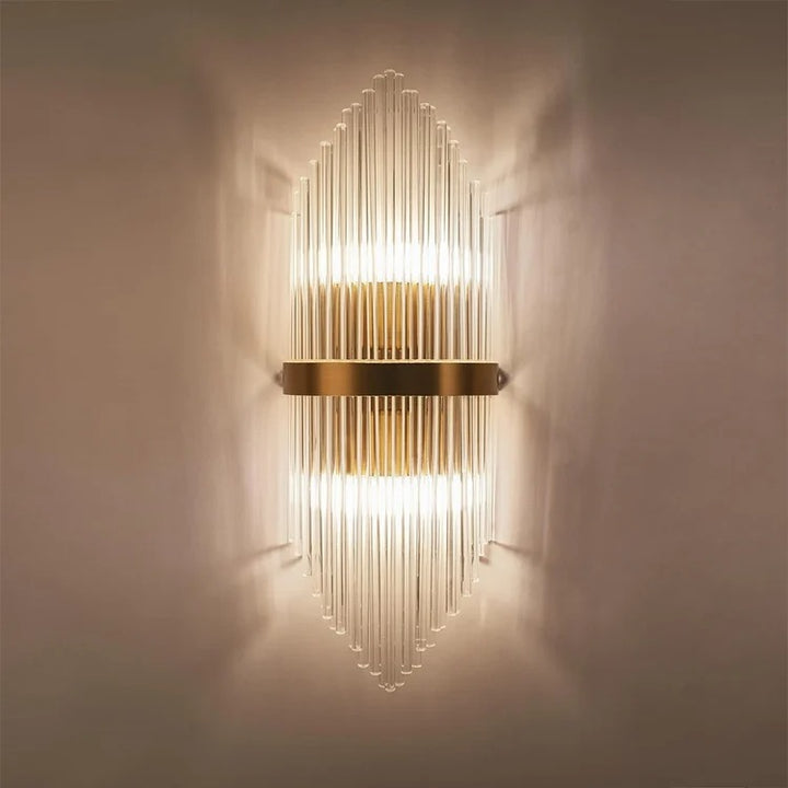 Striaged Gold Glass Wall Light