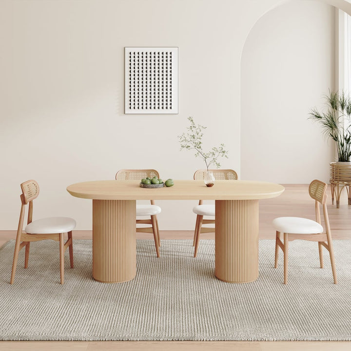 Jadi 1600mm Solid Wood Dining Table Natural Oval Tabletop for 6 Person