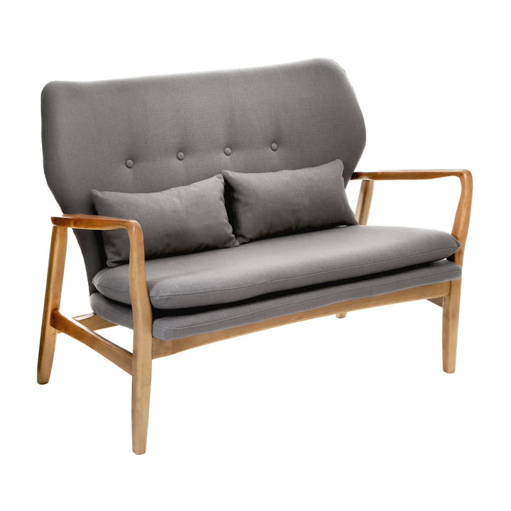 Swan 2 Seat Grey Sofa With Birchwood Frame