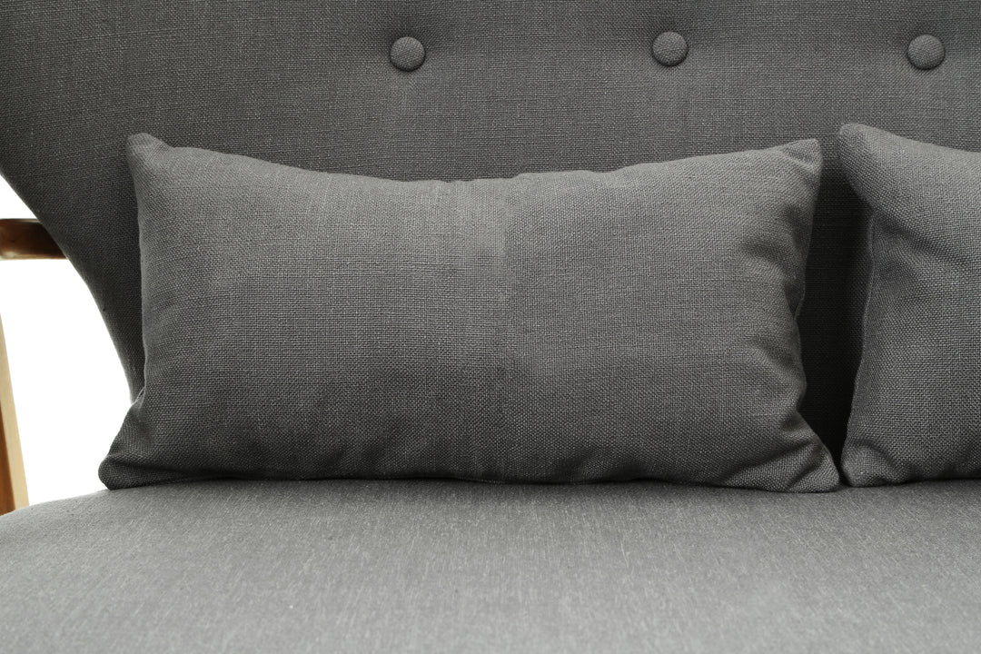 Swan 2 Seat Grey Sofa With Birchwood Frame