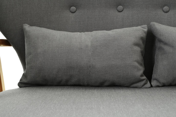 Swan 2 Seat Grey Sofa With Birchwood Frame