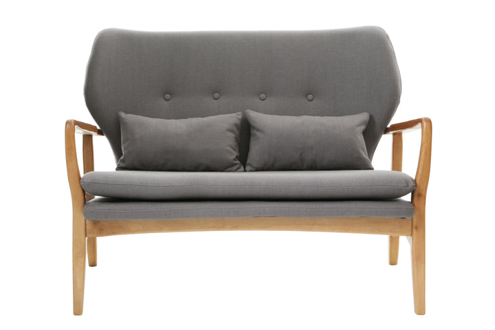Swan 2 Seat Grey Sofa With Birchwood Frame