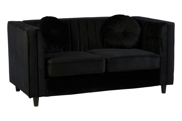 Finch Two Seat Black Velvet Sofa