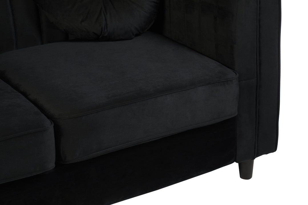 Finch Two Seat Black Velvet Sofa