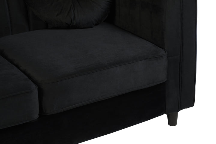 Finch Two Seat Black Velvet Sofa