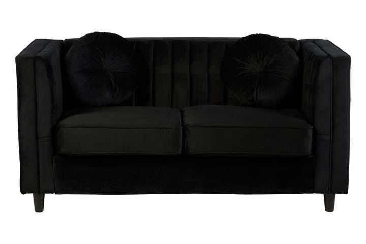 Finch Two Seat Black Velvet Sofa