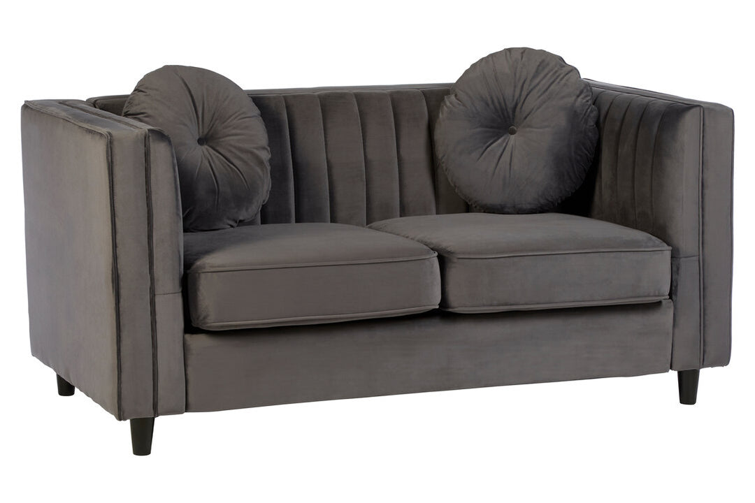 Finch Two Seat Grey Velvet Sofa