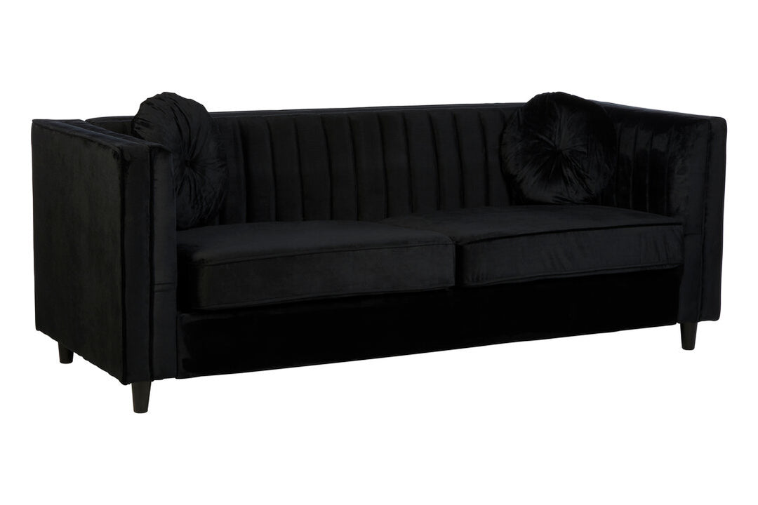 Finch Three Seater Black Velvet Sofa