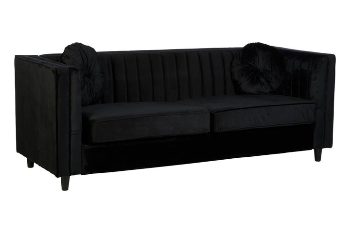 Finch Three Seater Black Velvet Sofa