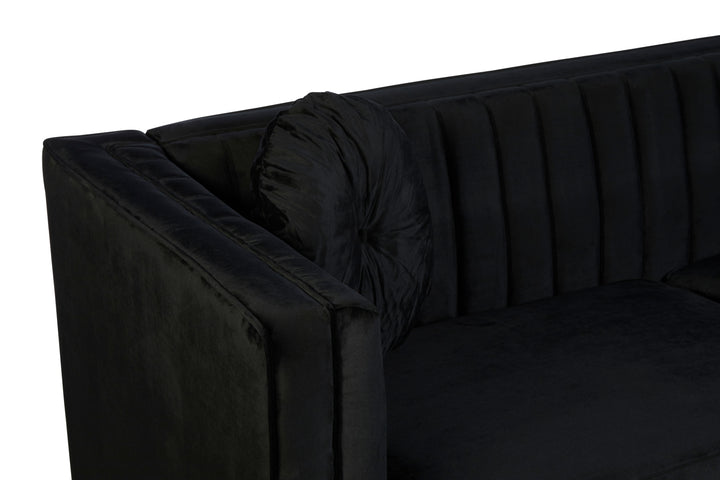 Finch Three Seater Black Velvet Sofa