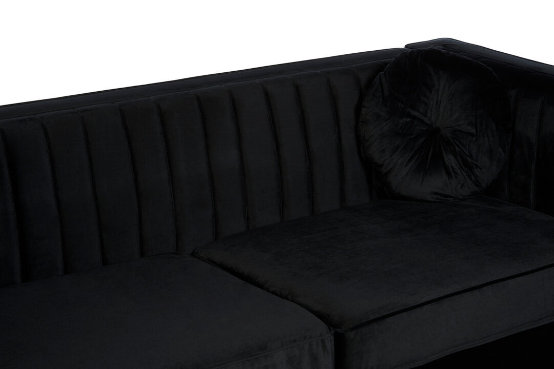 Finch Three Seater Black Velvet Sofa