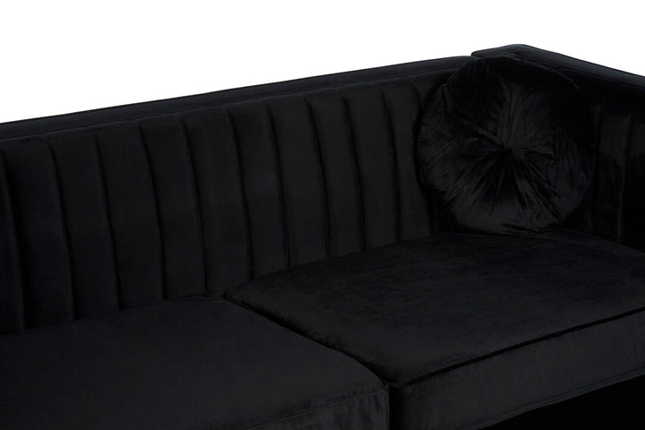 Finch Three Seater Black Velvet Sofa