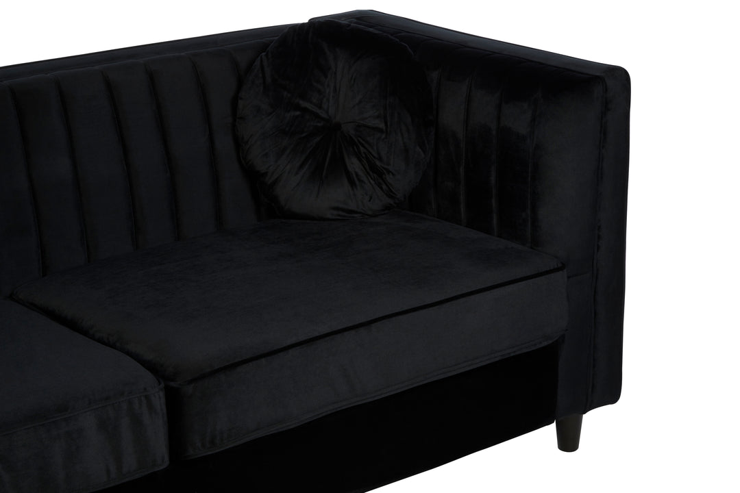 Finch Three Seater Black Velvet Sofa