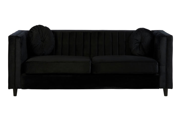 Finch Three Seater Black Velvet Sofa