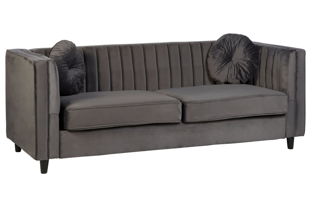 Finch Three Seat Grey Velvet Sofa