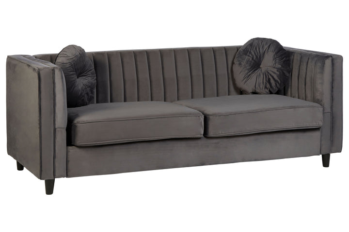 Finch Three Seat Grey Velvet Sofa