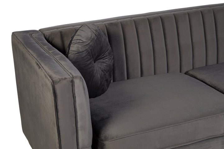 Finch Three Seat Grey Velvet Sofa