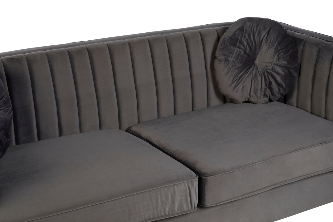 Finch Three Seat Grey Velvet Sofa