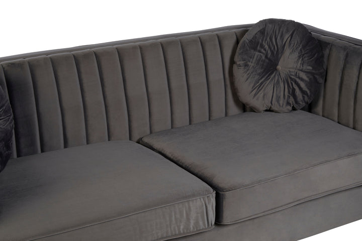 Finch Three Seat Grey Velvet Sofa