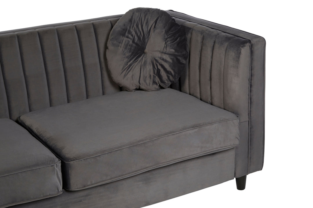 Finch Three Seat Grey Velvet Sofa