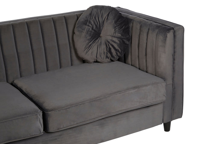Finch Three Seat Grey Velvet Sofa