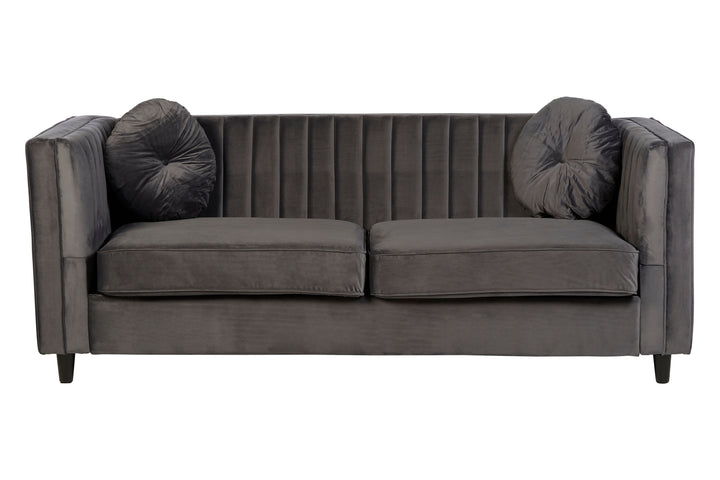 Finch Three Seat Grey Velvet Sofa