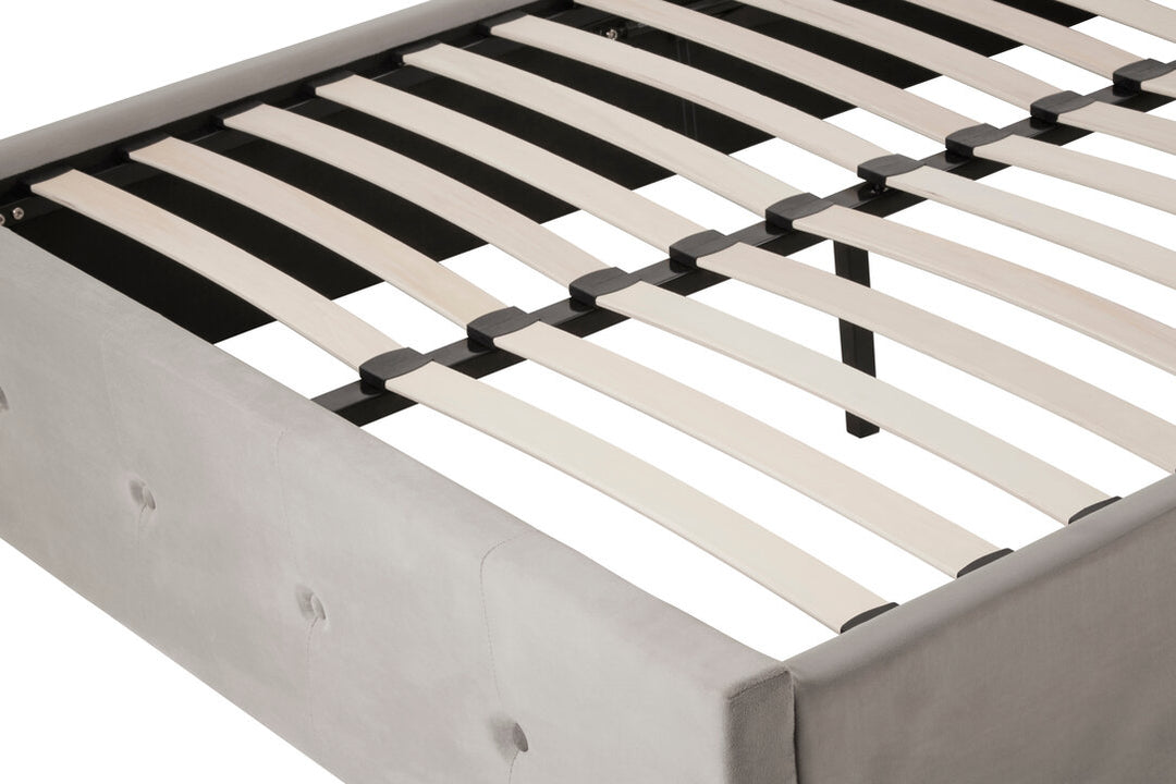 Eagle Grey Brushed Velvet Ottoman Double Bed