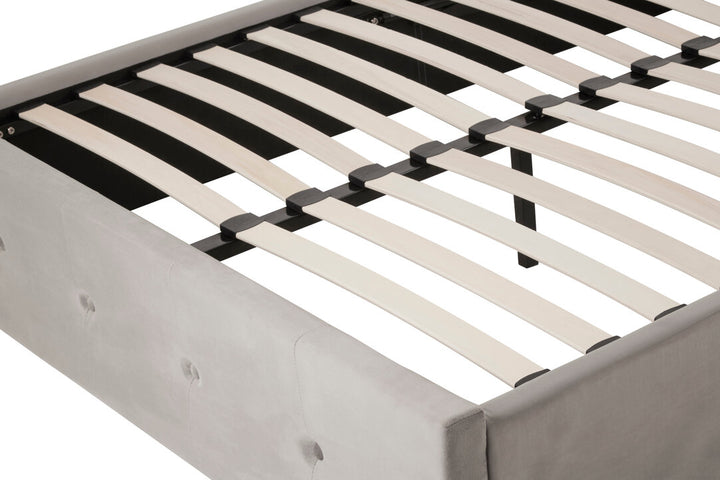 Eagle Grey Brushed Velvet Ottoman Double Bed