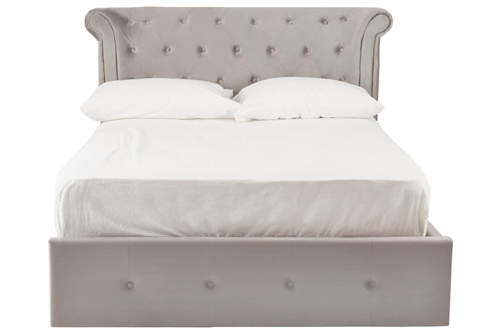 Eagle Grey Brushed Velvet Ottoman Double Bed