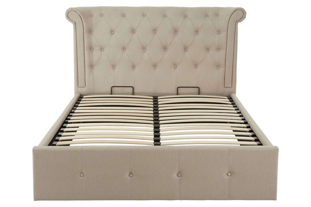 Eagle Beige Double Ottoman Bed