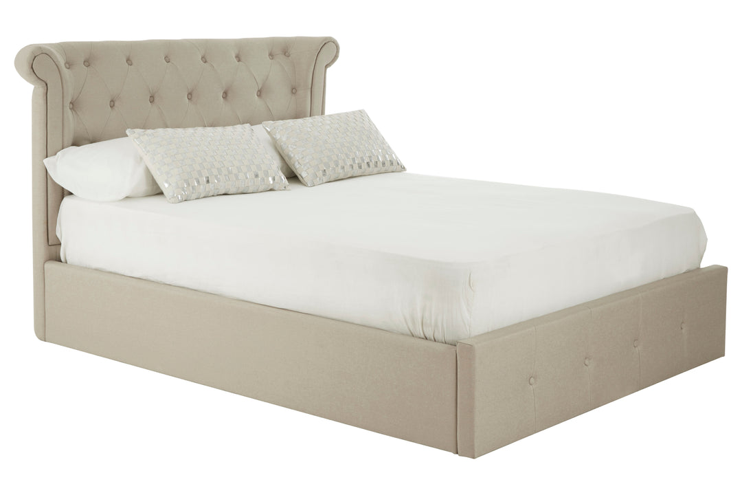 Eagle Beige Double Ottoman Bed