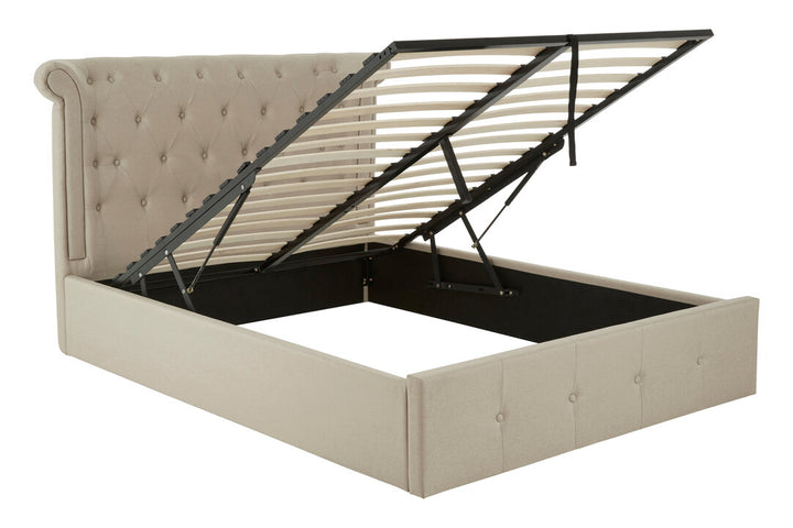 Eagle Beige Double Ottoman Bed