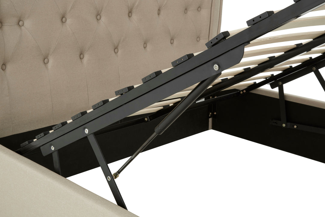 Eagle Beige Double Ottoman Bed