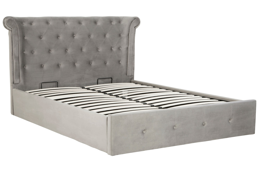 Eagle Grey Brushed Velvet Ottoman King Bed