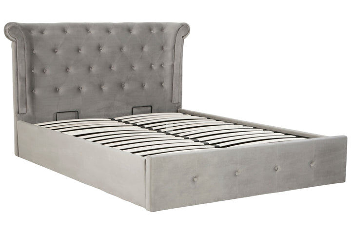 Eagle Grey Brushed Velvet Ottoman King Bed