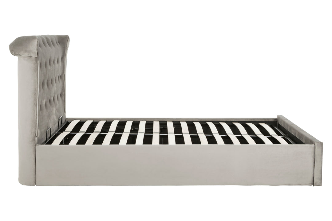 Eagle Grey Brushed Velvet Ottoman King Bed