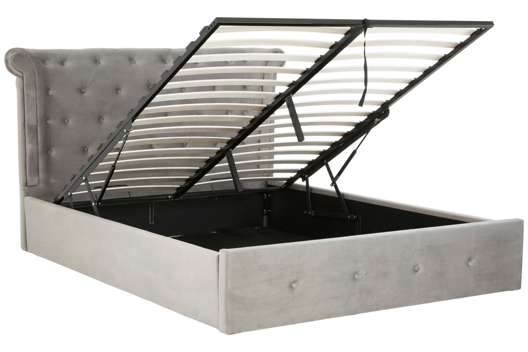 Eagle Grey Brushed Velvet Ottoman King Bed