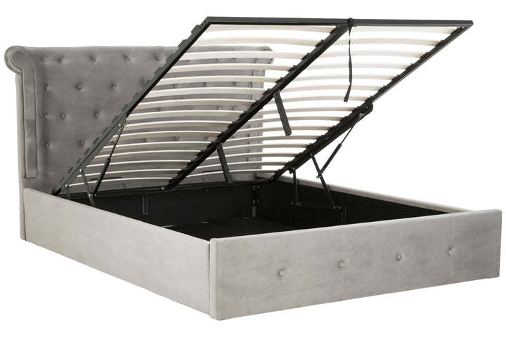 Eagle Grey Brushed Velvet Ottoman King Bed