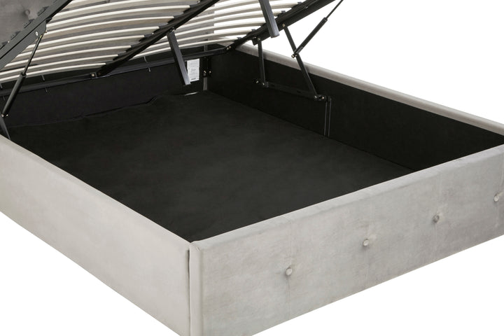 Eagle Grey Brushed Velvet Ottoman King Bed