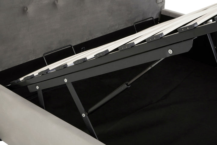 Eagle Grey Brushed Velvet Ottoman King Bed