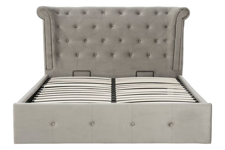 Eagle Grey Brushed Velvet Ottoman King Bed