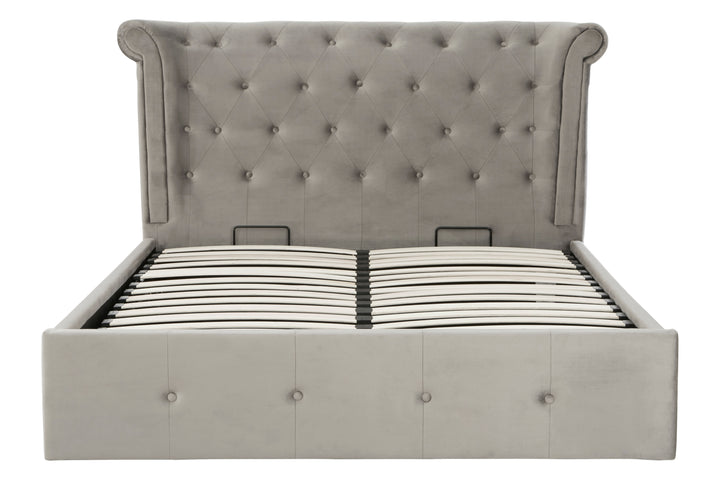 Eagle Grey Brushed Velvet Ottoman King Bed