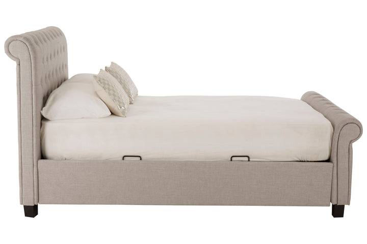 Hawk Light Grey Ottoman Double Bed
