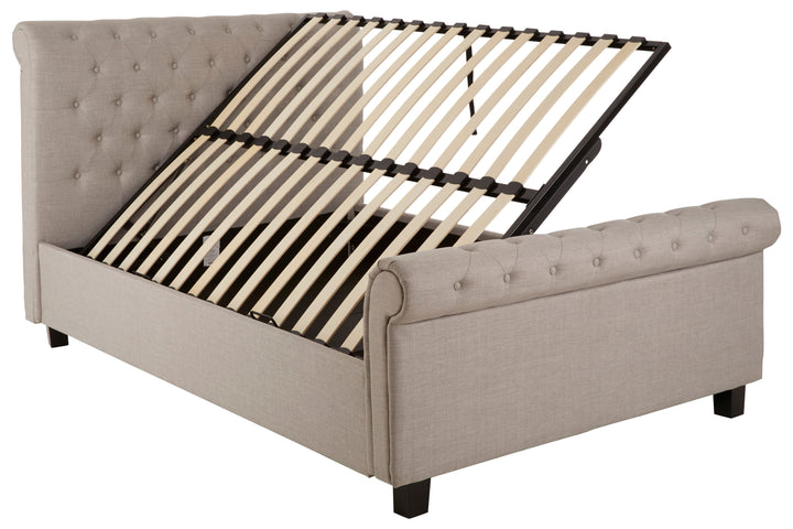 Hawk Light Grey Ottoman Double Bed