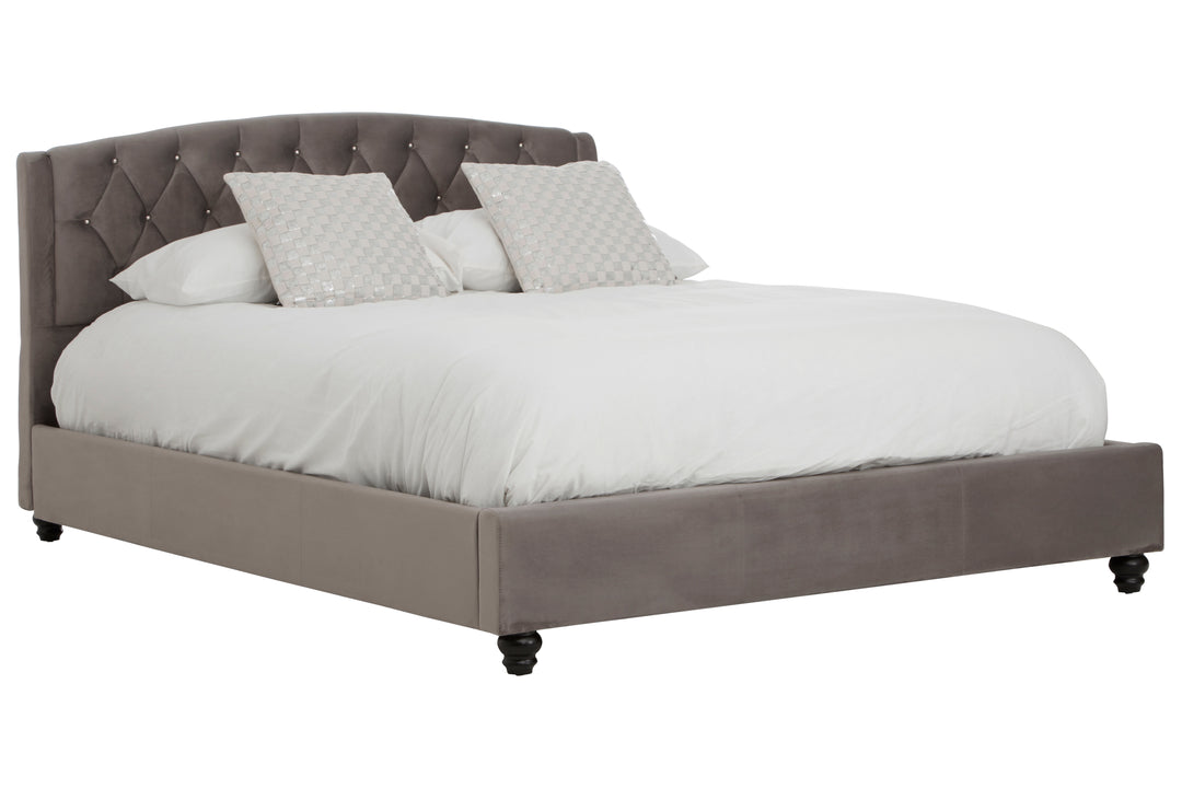 Albatross Grey Velvet King Bed