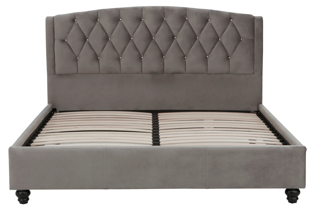 Albatross Grey Velvet King Bed