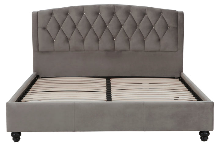 Albatross Grey Velvet King Bed